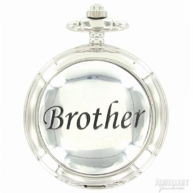Brother Chrome/Pewter Quartz Full Hunter Pocket Watch