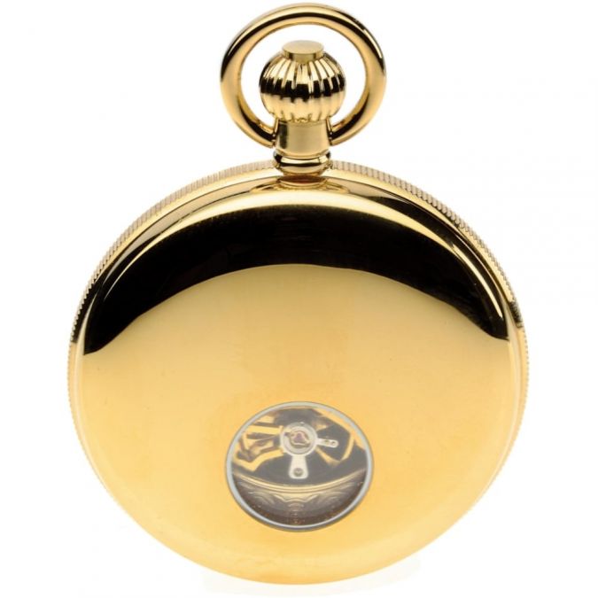 Gold Plated Double Hunter Mechanical Pocket Watch With Heartbeat Window