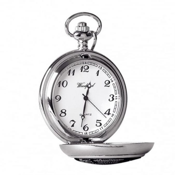 Chrome Plated Masonic Full Hunter Quartz Pocket Watch