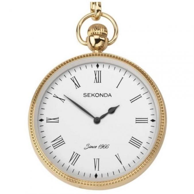 Gold Plated Quartz Open Face Pocket Watch