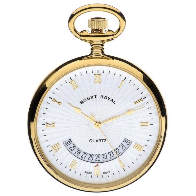 Swiss Gold Plated Quartz Open Face Pocket Watch