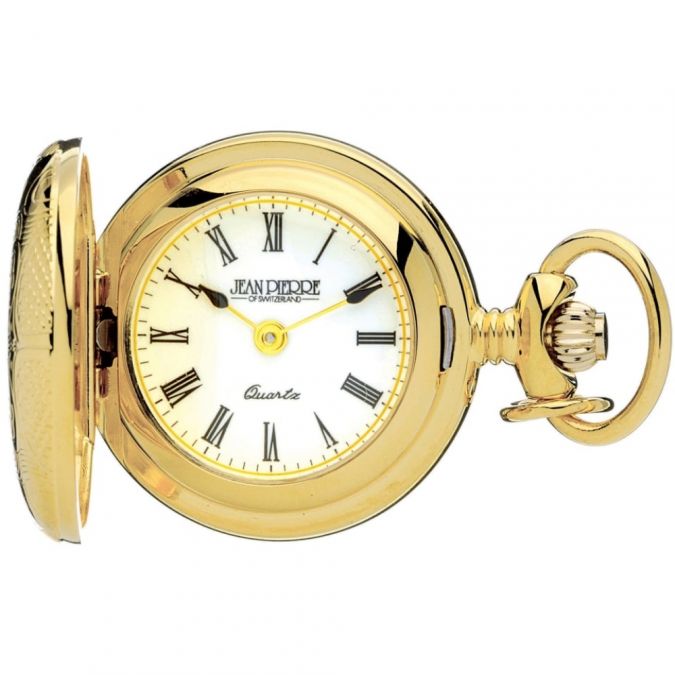 Gold Plated Full Hunter Quartz Pendant Watch