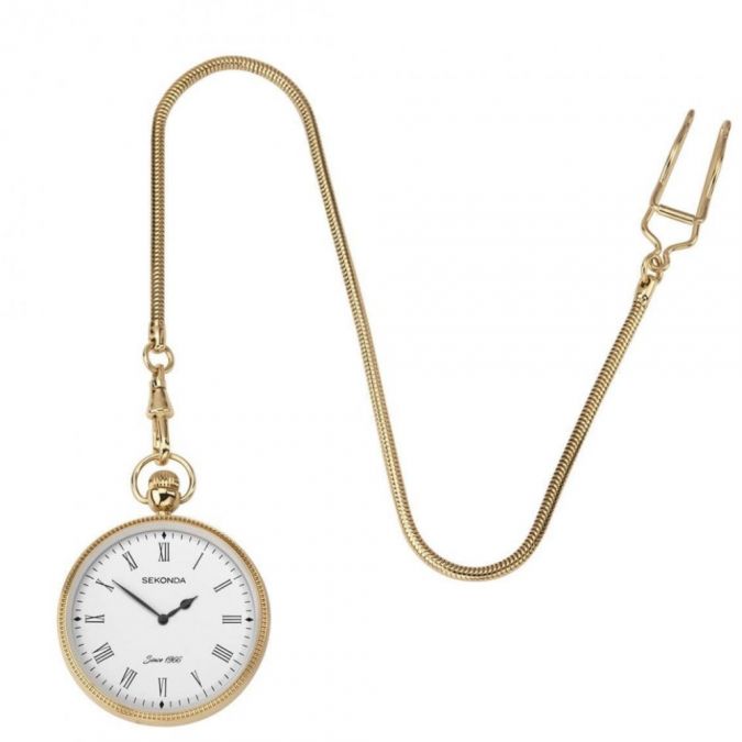 Gold Plated Quartz Open Face Pocket Watch