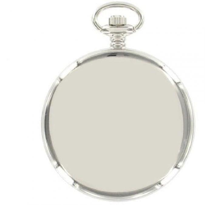 Chrome Plated 17 Jewel Mechanical Open Face Black Dial Pocket Watch