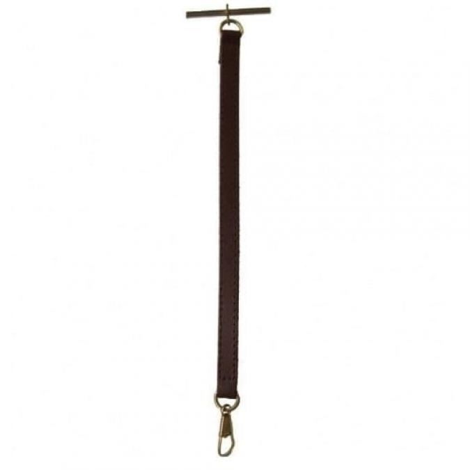Brown Leather Pocket Watch Strap Gold T-Bar
