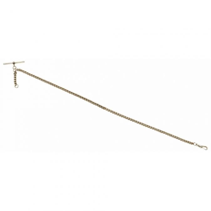 Gold Plated 9.5 Inch Single Albert T-Bar Pocket Watch Chain