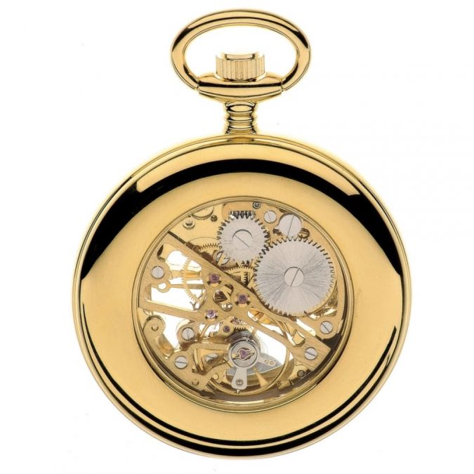 Gold Plated Open Face Mechanical Pocket Watch