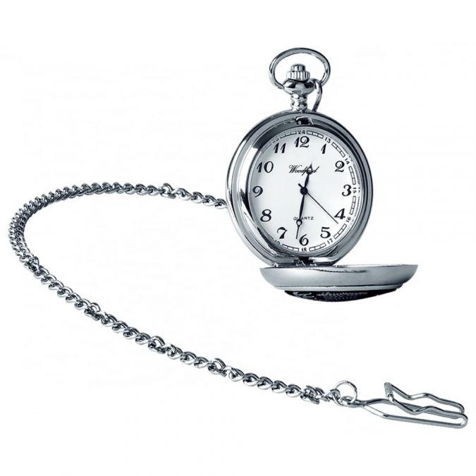 Son Chrome/Pewter Quartz Full Hunter Pocket Watch