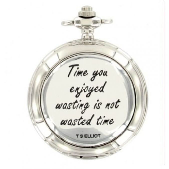 T.S. Elliot Chrome/Pewter Mechanical Double Hunter Pocket Watch