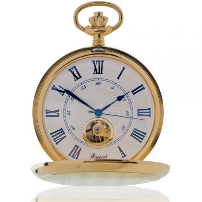 Mechanical 17 Jewel Gold Plated Double Opening Full Hunter