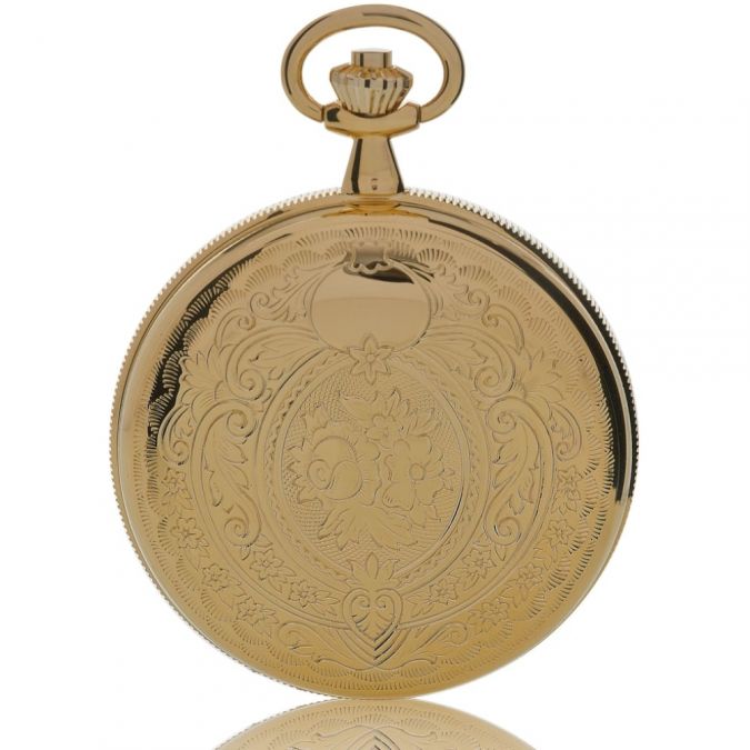 Gold Plated 17 Jewel Mechanical Skeleton Double Opening Full Hunter
