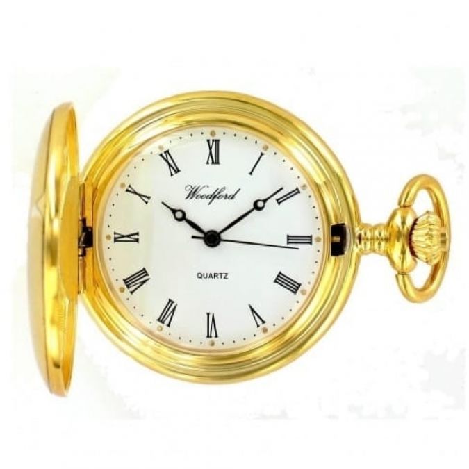 Half Hunter Gold Plated Quartz Pocket Watch