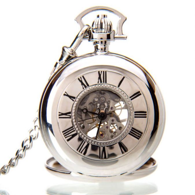 The Windsor - Chrome Mechanical Double Half Hunter Pocket Watch