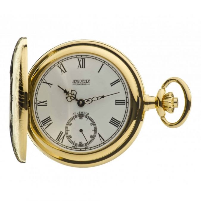 Gold Plated Half Hunter Mechanical Pocket Watch