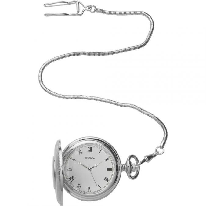 Stainless Steel Quartz Half Hunter Pocket Watch