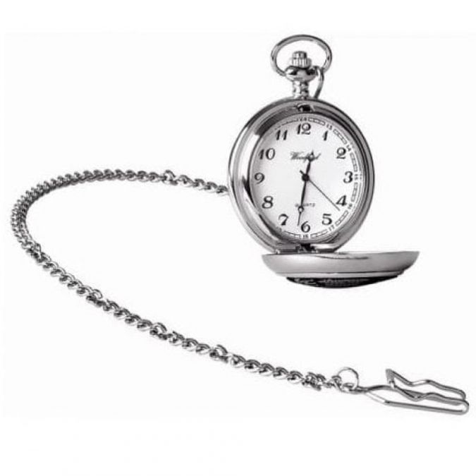 Father Of Bride Chrome/Pewter Quartz Full Hunter Pocket Watch