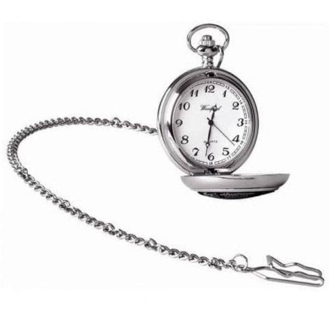 Chrome Finish & Gold Irish Shamrock Full Hunter Pocket Watch