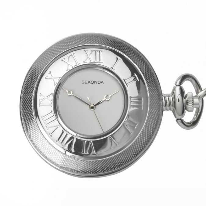 Stainless Steel Quartz Half Hunter Pocket Watch