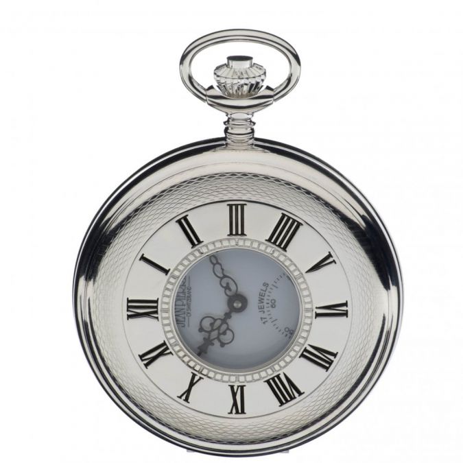 Sterling Silver Half Hunter Hand Driven Mechanical Pocket Watch