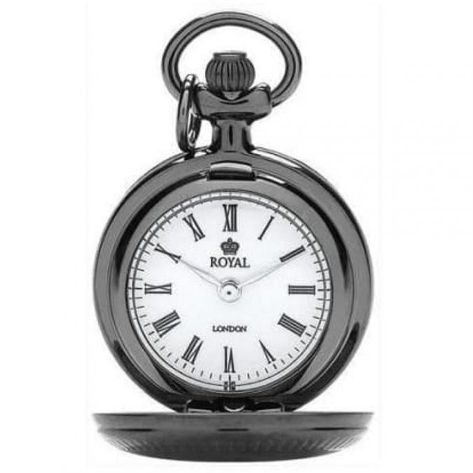 Ladies Pvd Black Full Hunter Pendant Necklace Watch