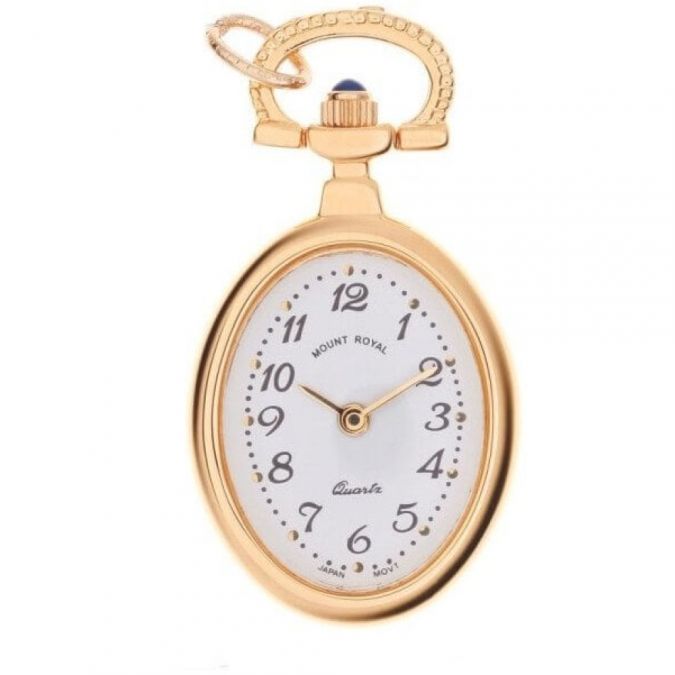 Gold Plated Open Face Quartz Pendant Watch