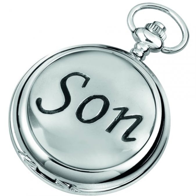 Son Chrome/Pewter Quartz Full Hunter Pocket Watch