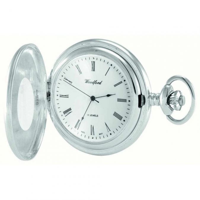 Sterling Silver Half Hunter Mechanical Pocket Watch
