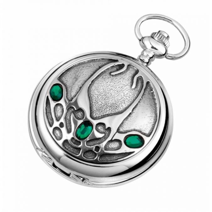Archibald Knox Chrome/Pewter Skeleton Double Hunter Pocket Watch
