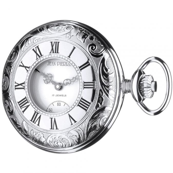 Chrome Plated Half Hunter Mechanical Pocket Watch