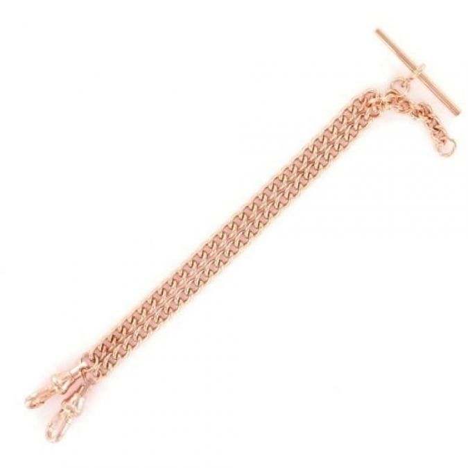 Rose Gold Plated 12 Inch Double Medium Albert Pocket Watch Chain