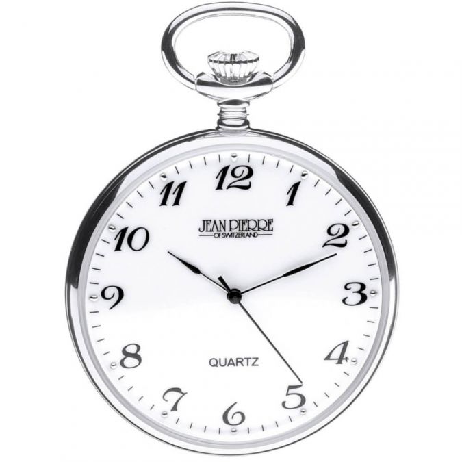 Mens Sterling Silver Quartz Open Face Pocket Watch