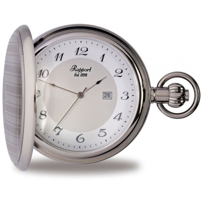 Full Hunter Quartz Pocket Watch With Date Window