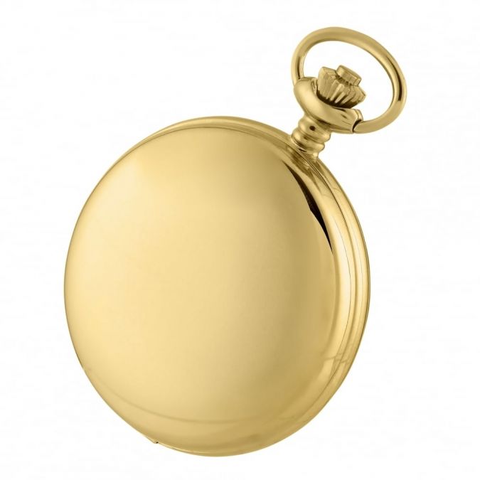 Gold Plated Full Hunter Pocket Watch With Day/Date Display