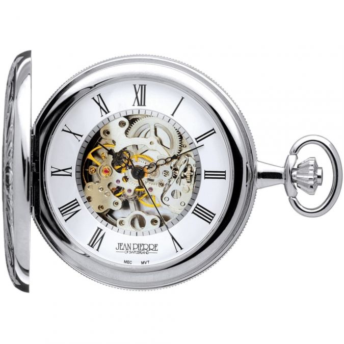 Chrome Double Hunter Mechanical Pocket Watch