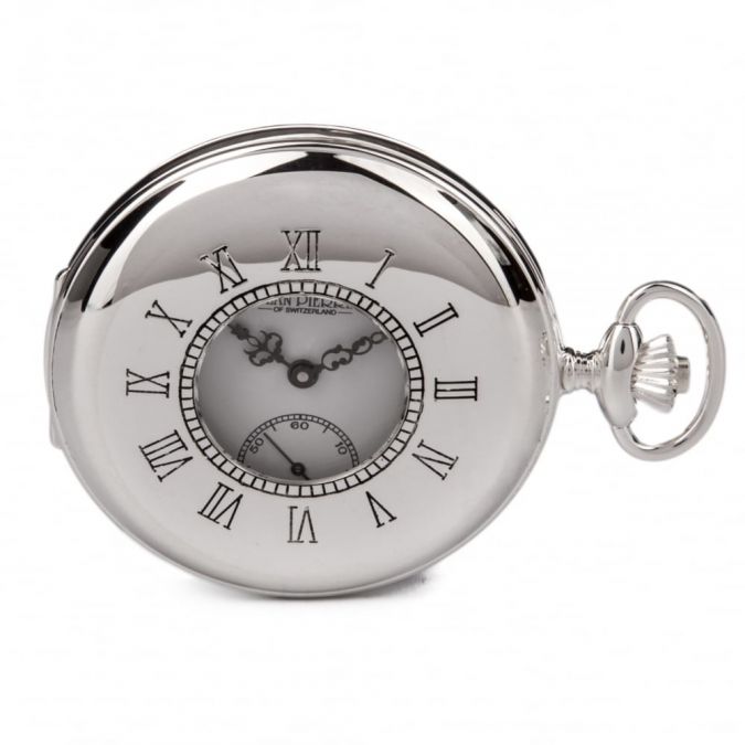 Half Hunter Sterling Silver Mechanical Pocket Watch