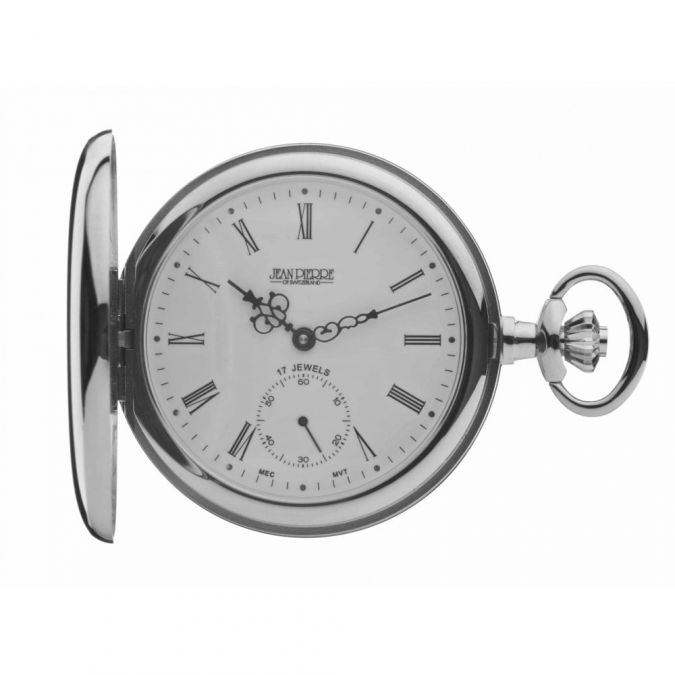 Mechanical Chrome Plated Full Hunter Pocket Watch