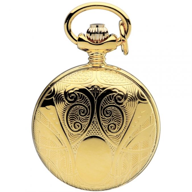 Gold Plated Full Hunter Quartz Pendant Watch