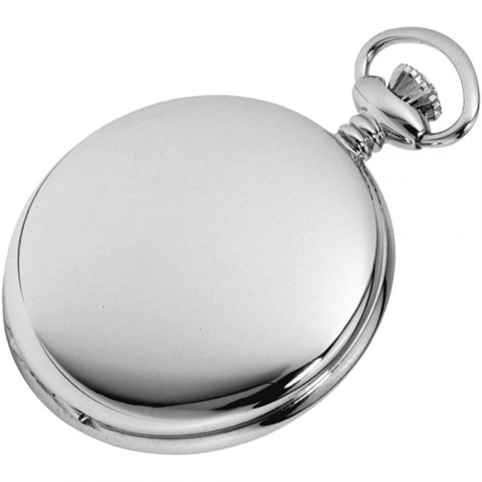 Chrome Full Hunter Pocket Watch With Day/Date Display
