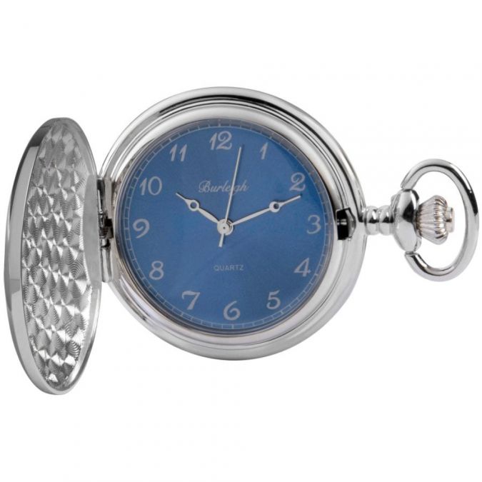 Chrome Full Hunter Quartz Blue Dial