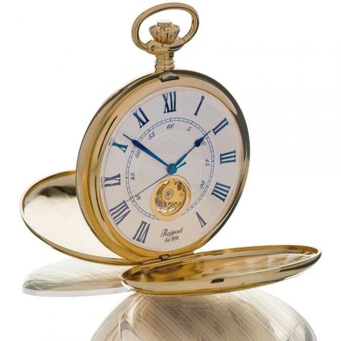 Mechanical 17 Jewel Gold Plated Double Opening Full Hunter