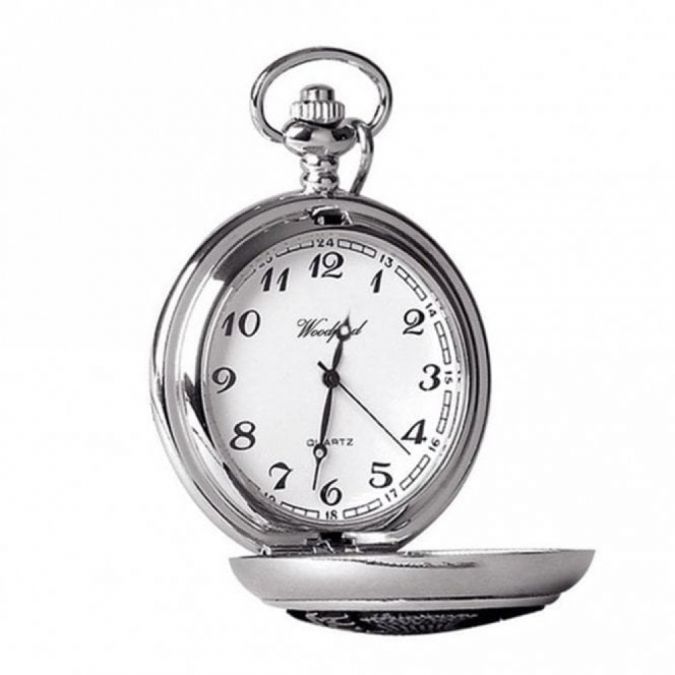 Celtic Pattern Chrome/Pewter Quartz Full Hunter Pocket Watch