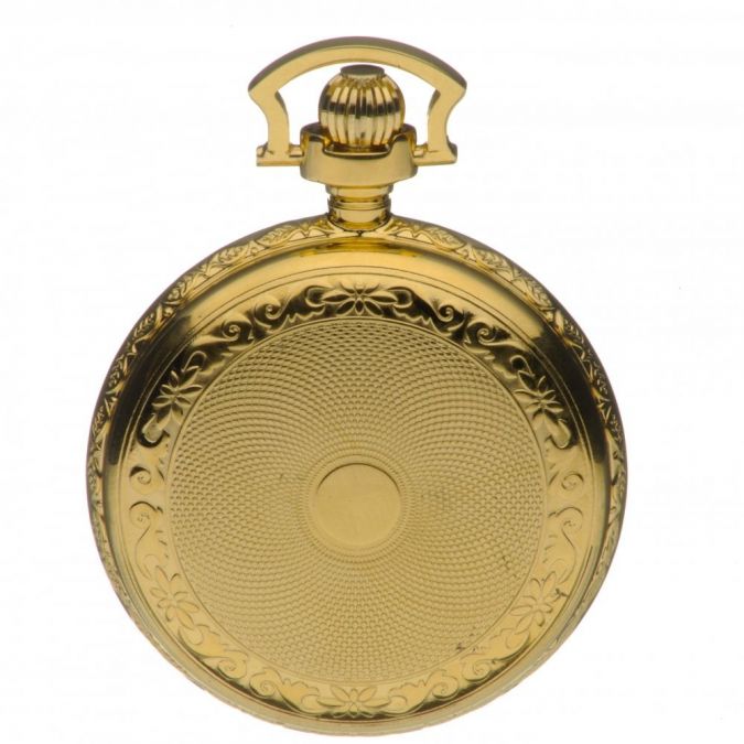 Gold Plated Mechanical Double Half Hunter Pocket Watch