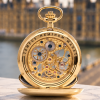 The Bridewell Gold Plated Double Half Hunter Mechanical Pocket Watch with Chain