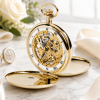 Gold Plated Double Hunter Mechanical Pocket Watch with Chain