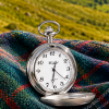 Celtic Chrome Plated Full Hunter Quartz Pocket Watch with Chain