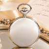 Chrome Plated Full Hunter Date Display Quartz Pocket Watch with Chain