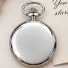 Chrome Plated Half Hunter Moon Dial Mechanical Pocket Watch with Chain