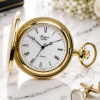 Gold Plated Full Hunter Mechanical Pocket Watch with Chain