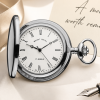 Chrome Plated Full Hunter Mechanical Pocket Watch with Chain (Roman Numerals)