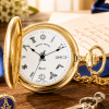 Masonic Gold Plated Half Hunter Quartz Pocket Watch